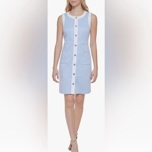 Tommy Hilfiger Women’s Houndstooth Mini Dress in kentucky blue and white tweed
